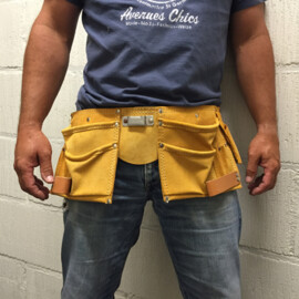 Gereedschapsgordel van leer met 11 vakken en riem