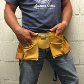 Gereedschapsgordel van leer met 11 vakken en riem