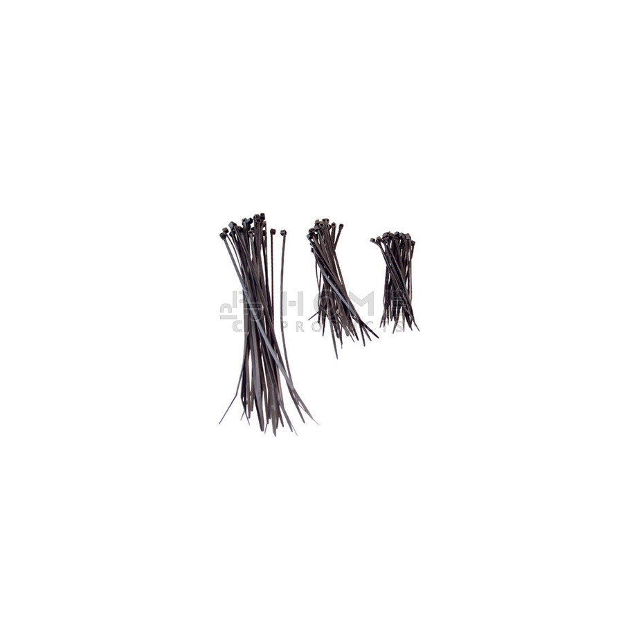 Kabelbinderset (tie wraps) 90/120/200 mm, 75 stuks, zwart